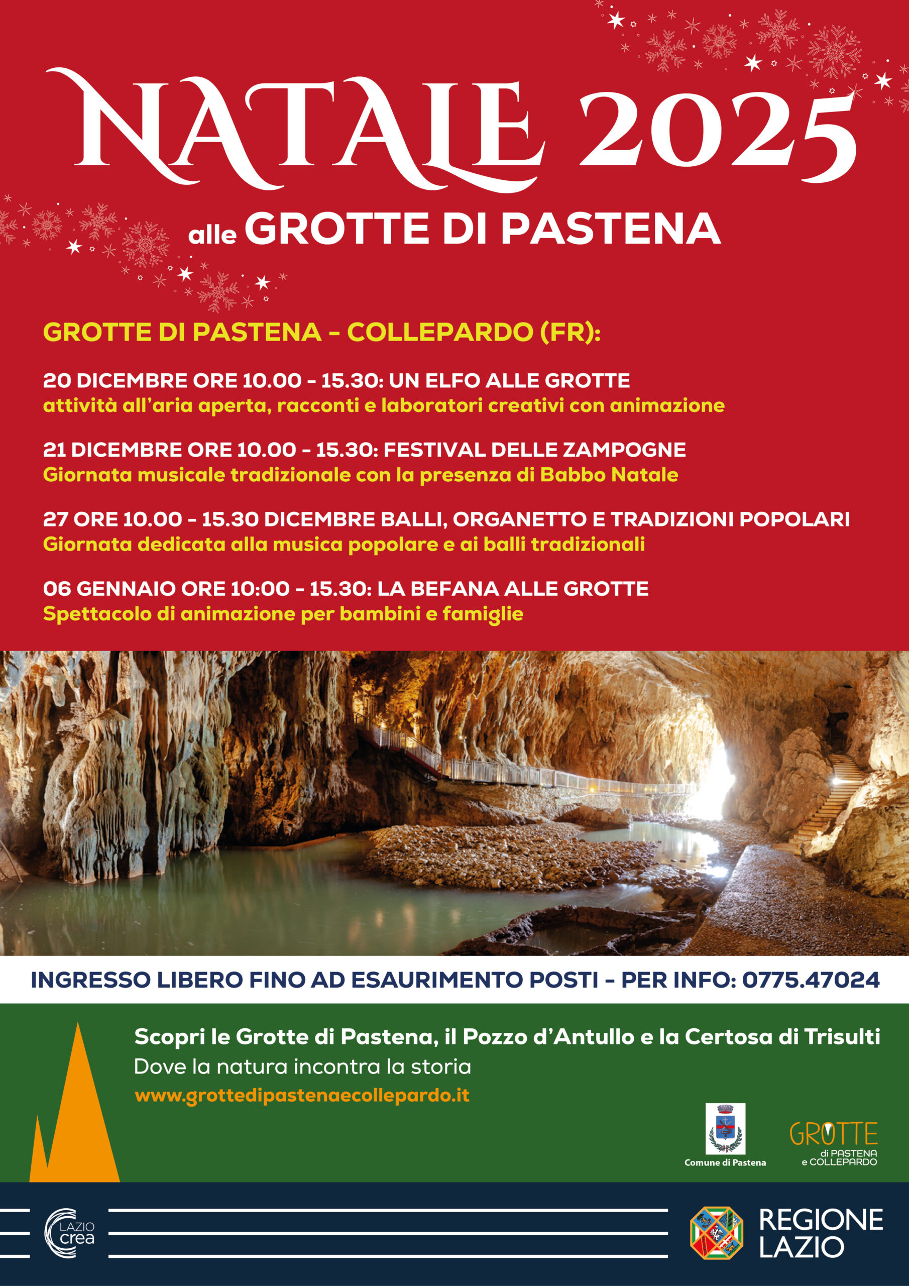 Natale 2025: eventi alla Certosa di Trisulti, Grotte di Pastena e Pozzo d’Antullo