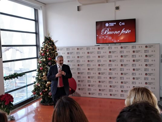 Brindisi natalizio al WeGil, il presidente Francesco Rocca incontra la stampa