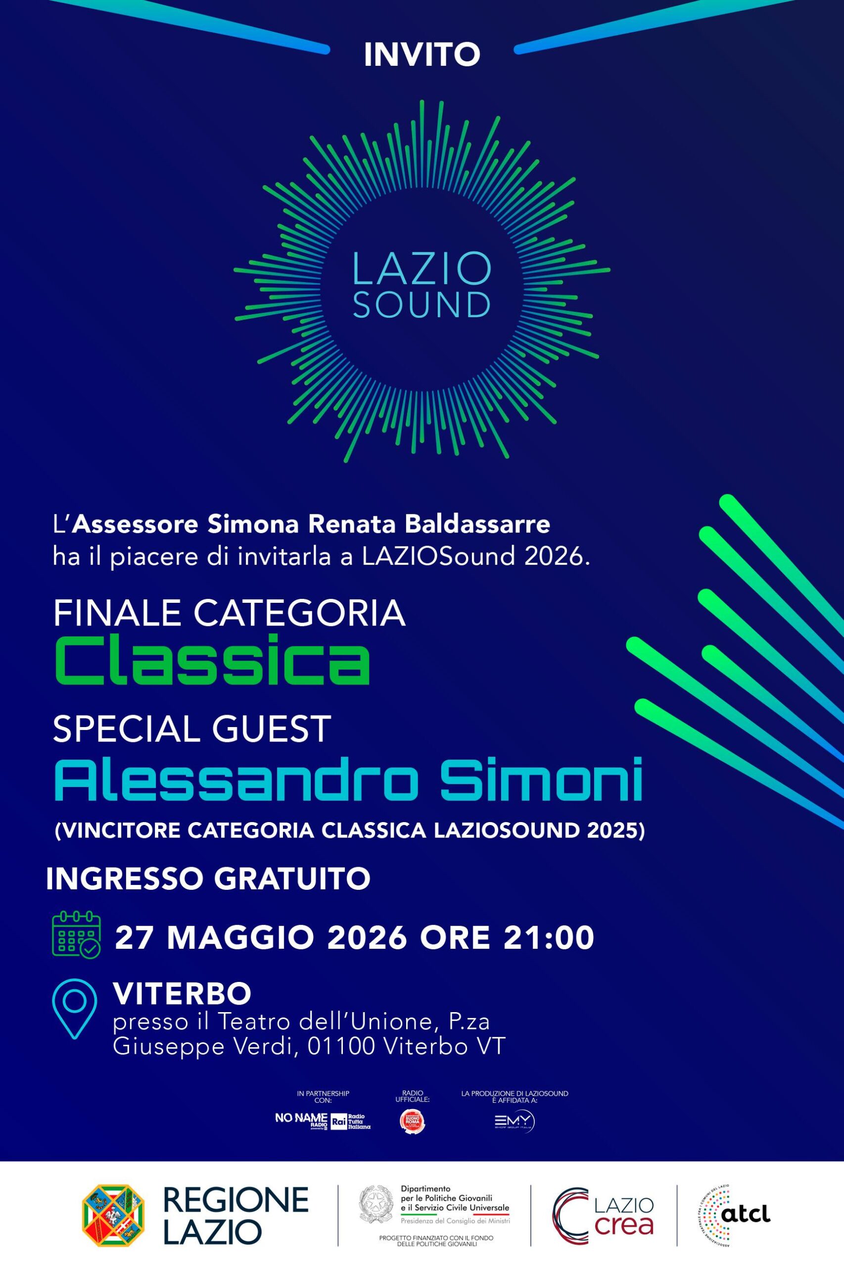 LAZIOSound 2026: il 27 maggio a Viterbo la finale della categoria Classica